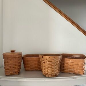 Longaberger 1993, 1995, 1996, 2003 Handwoven Baskets - Set of 4
